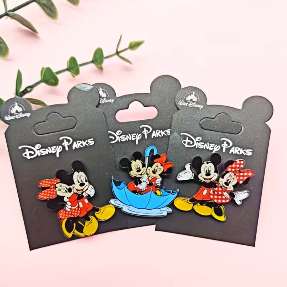 Disney Parks Pins 3pk Mickey & Minnie Mouse Walt Collectable Souvenir Love Fun